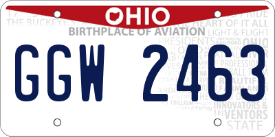 OH license plate GGW2463