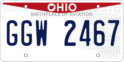 OH license plate GGW2467