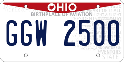 OH license plate GGW2500