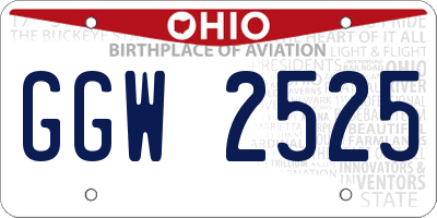 OH license plate GGW2525