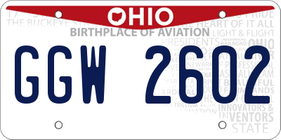 OH license plate GGW2602