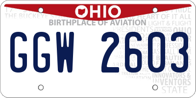 OH license plate GGW2603
