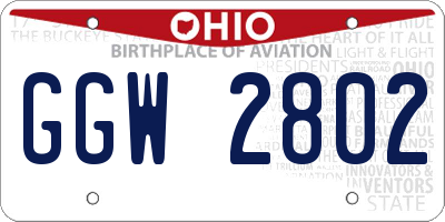 OH license plate GGW2802