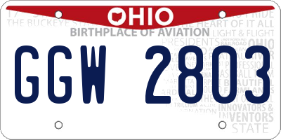 OH license plate GGW2803
