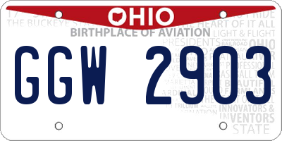 OH license plate GGW2903