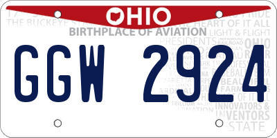 OH license plate GGW2924