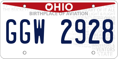 OH license plate GGW2928