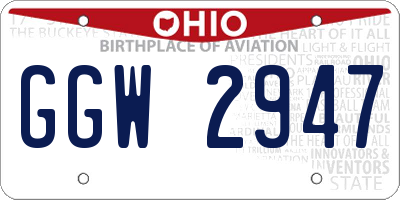 OH license plate GGW2947