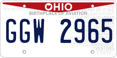 OH license plate GGW2965