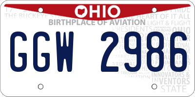 OH license plate GGW2986