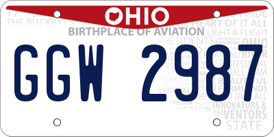 OH license plate GGW2987