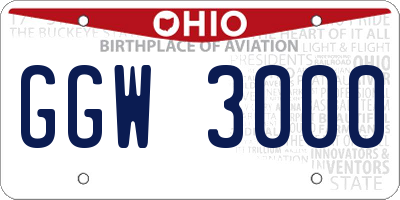 OH license plate GGW3000