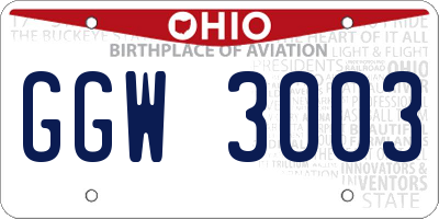 OH license plate GGW3003