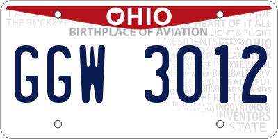 OH license plate GGW3012