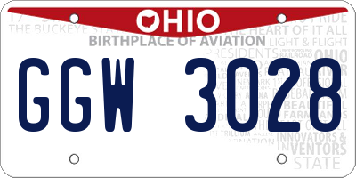 OH license plate GGW3028