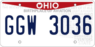 OH license plate GGW3036