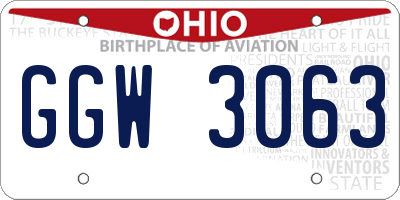 OH license plate GGW3063