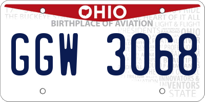 OH license plate GGW3068