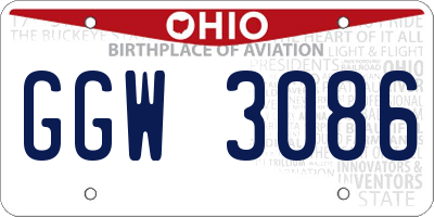 OH license plate GGW3086