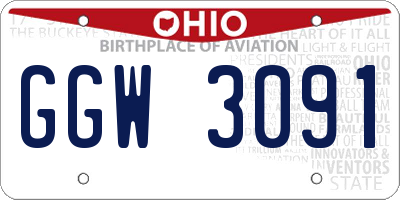 OH license plate GGW3091