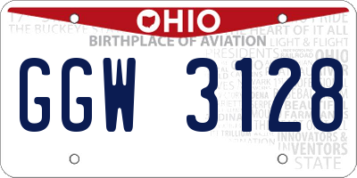OH license plate GGW3128