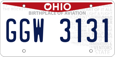 OH license plate GGW3131