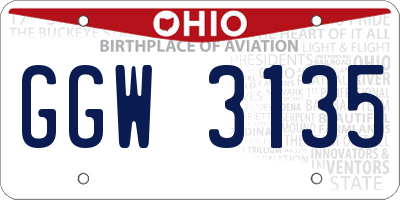 OH license plate GGW3135