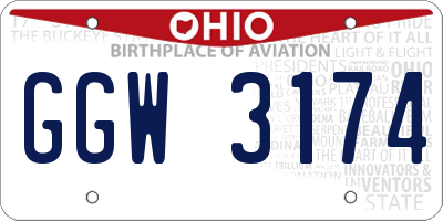 OH license plate GGW3174