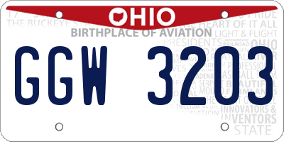 OH license plate GGW3203