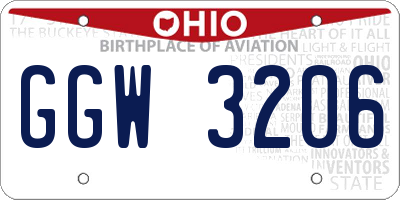OH license plate GGW3206