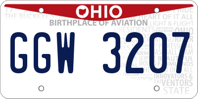 OH license plate GGW3207