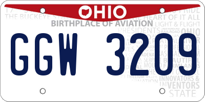 OH license plate GGW3209