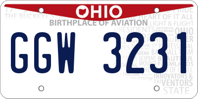 OH license plate GGW3231