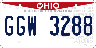 OH license plate GGW3288