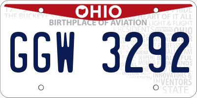 OH license plate GGW3292