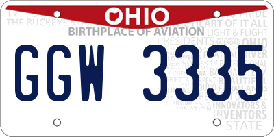 OH license plate GGW3335