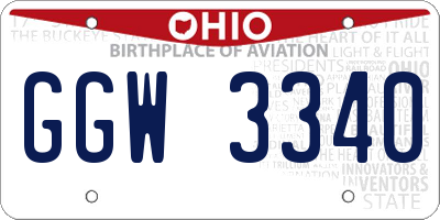 OH license plate GGW3340