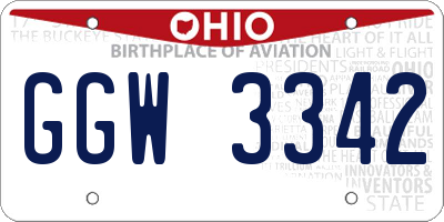 OH license plate GGW3342