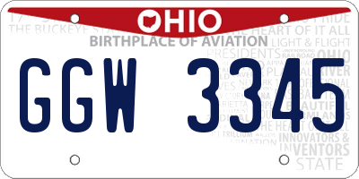 OH license plate GGW3345
