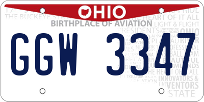 OH license plate GGW3347