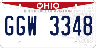 OH license plate GGW3348