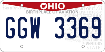 OH license plate GGW3369