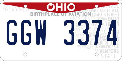 OH license plate GGW3374
