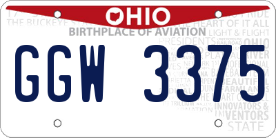 OH license plate GGW3375