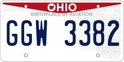 OH license plate GGW3382