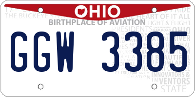 OH license plate GGW3385