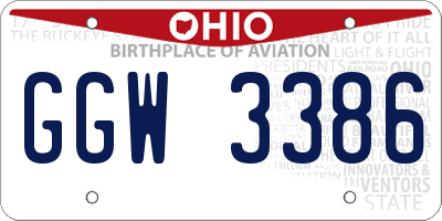 OH license plate GGW3386