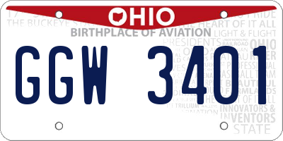OH license plate GGW3401
