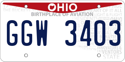 OH license plate GGW3403