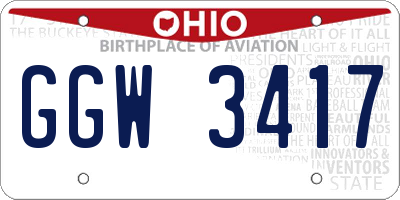 OH license plate GGW3417